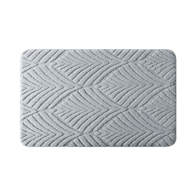 Plush Abstract Leaf Design Bath Mat Bowlift — product view 1