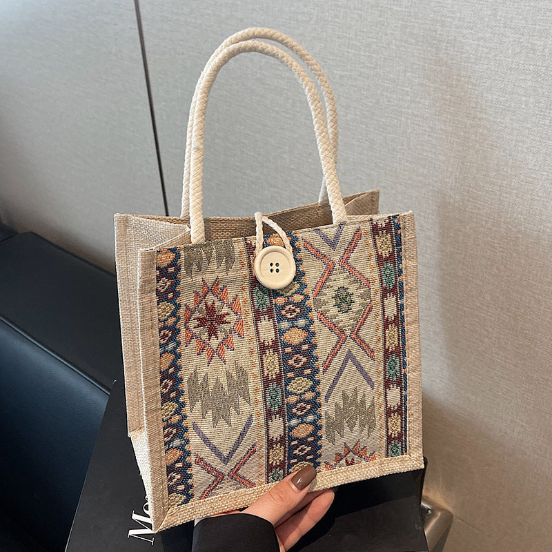 Bohemian Geometric Patterned Tote Bag — product view 2