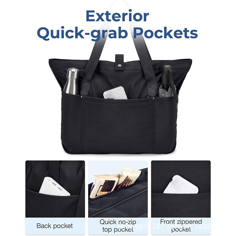 Multifunctional shopping bag with multiple outside pockets LoungeYard — product view 2