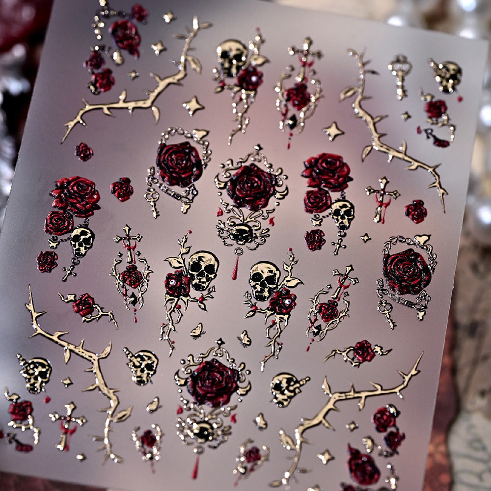 Gothic Rose and Skull Nail Art Sticker Set — product view 1