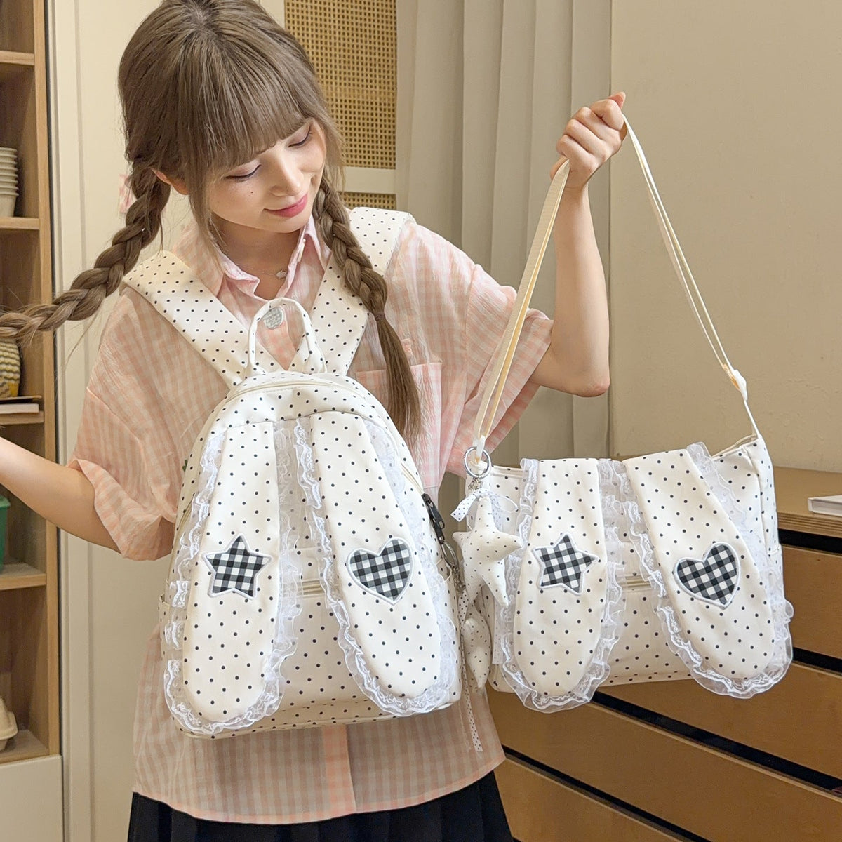 Charming Bunny Ear Backpack LoungeYard — product view 2