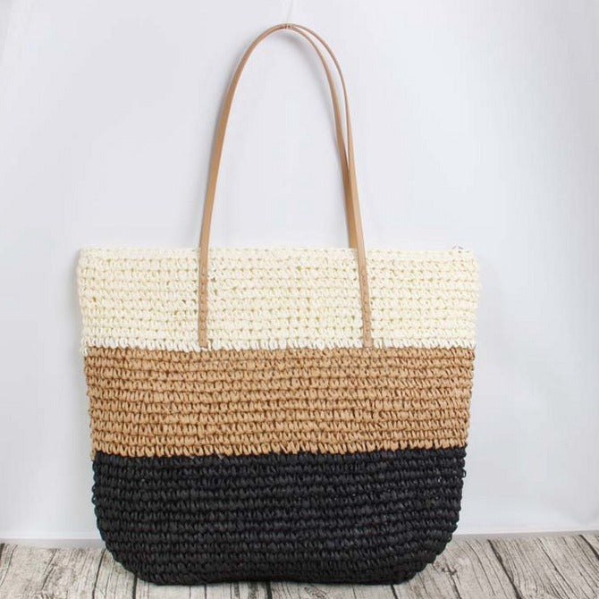 Large rattan shopping bag with sturdy handles LoungeYard — product view 1
