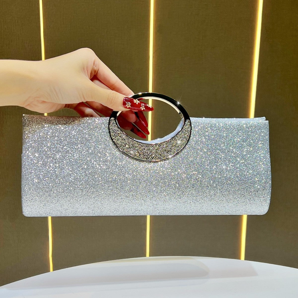 Sparkling Rhinestone-Accented Evening Clutch — product view 1