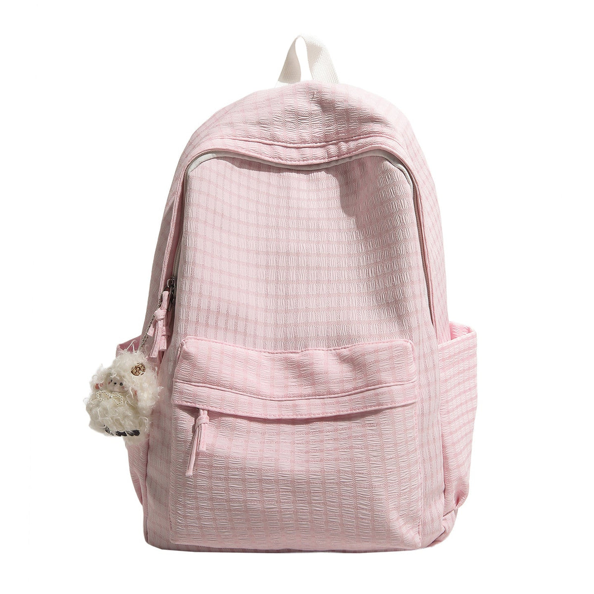 Checkered Patterned Multi-Pocket Backpack LoungeYard — product view 4