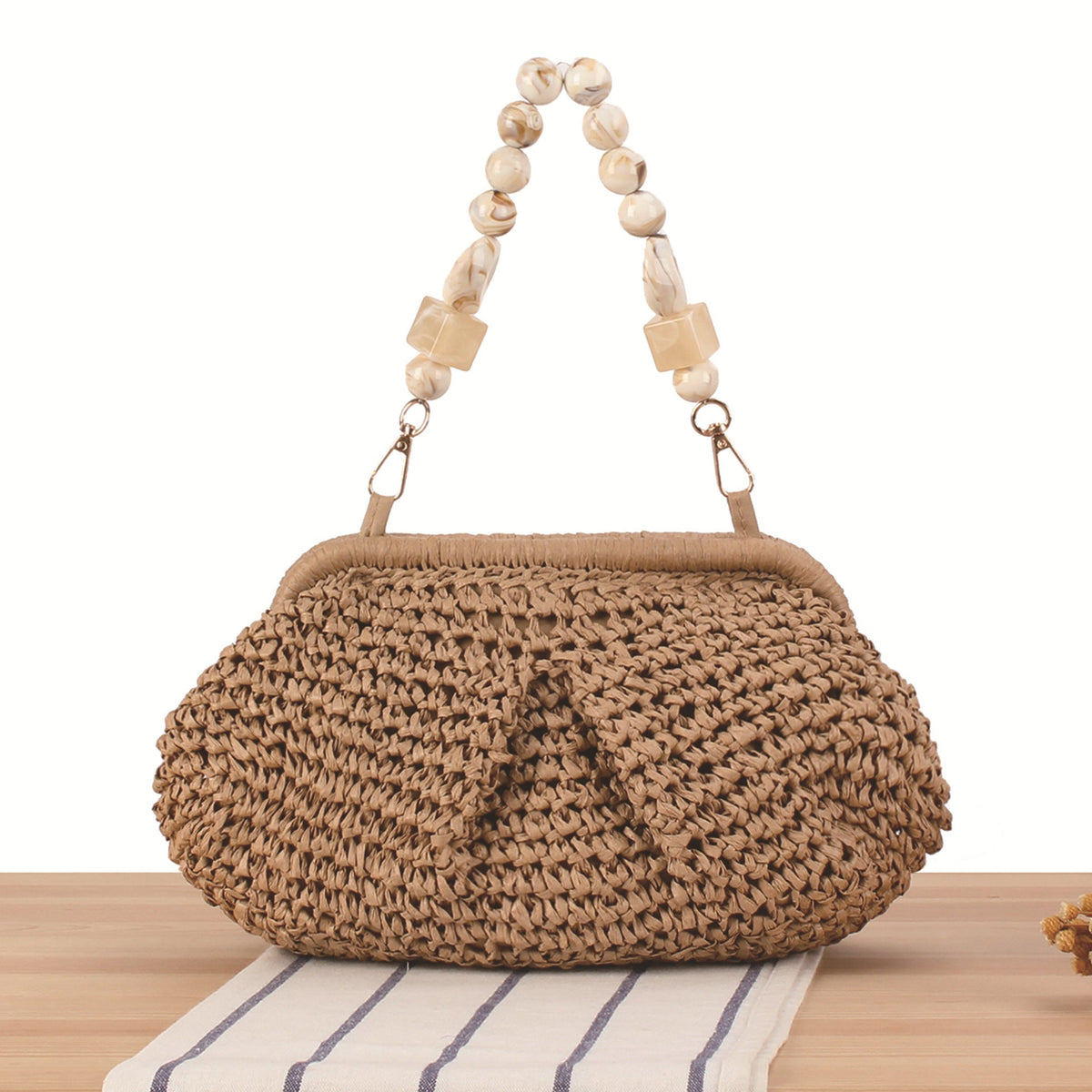 Handbag with Decorative Wooden Handles LoungeYard — product view 5