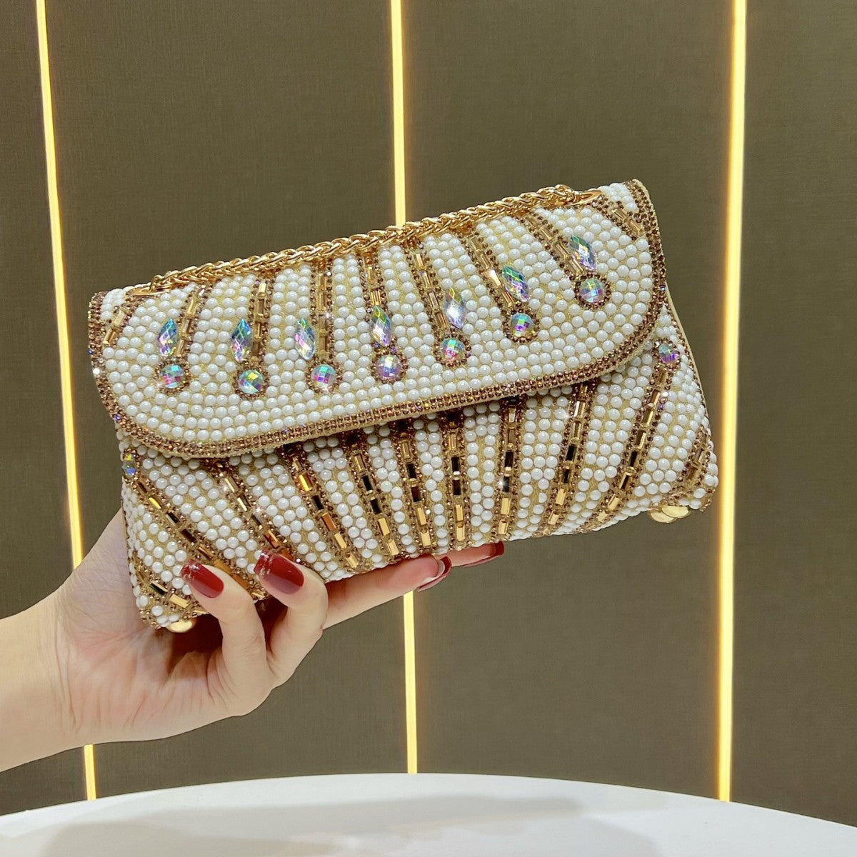 Pearl and Crystal Evening Clutch — product view 1