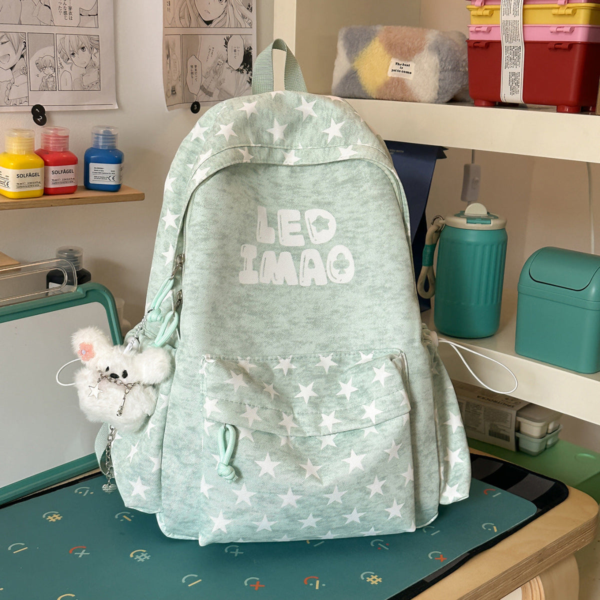 Fun Embroidered Star Print Backpack — product view 4