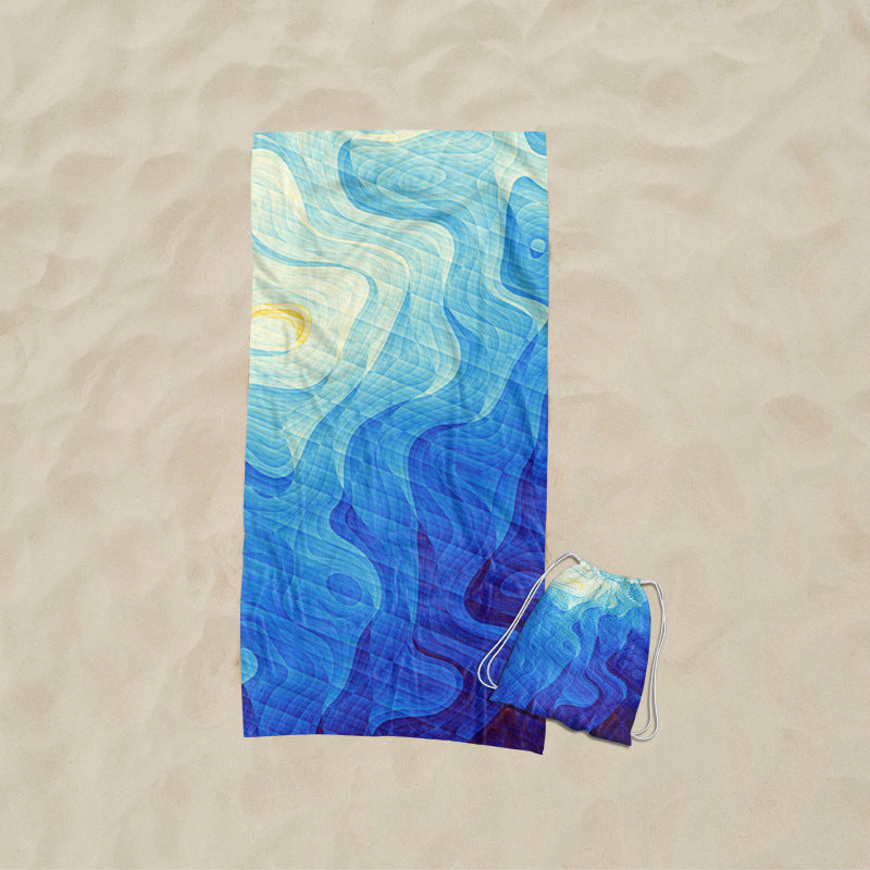 Beach towel with elaborate wave design LoungeYard — product view 3