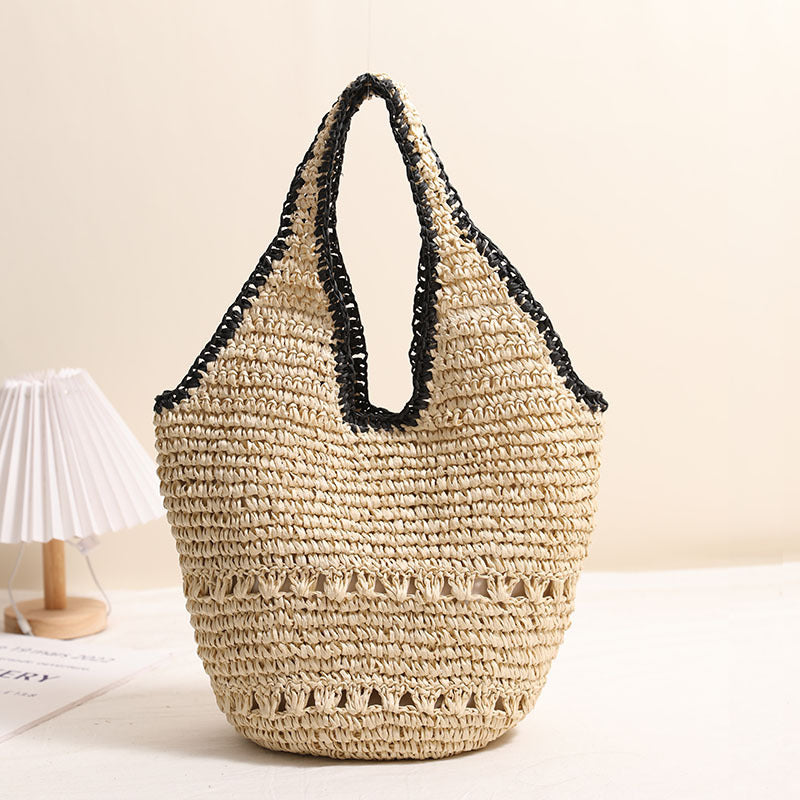 Handmade straw bag with decorative details LoungeYard — product view 2