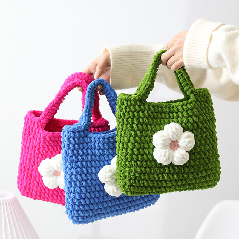 Handcrafted cotton bag with floral application LoungeYard — product view 1