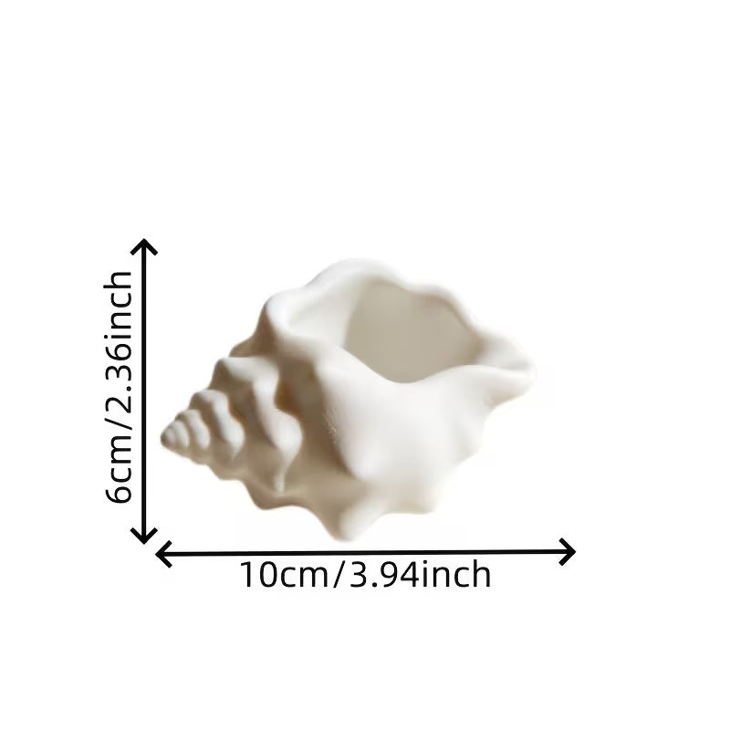Small Ceramic Conch Shell Bathroom Organizer LoungeYard — product view 3