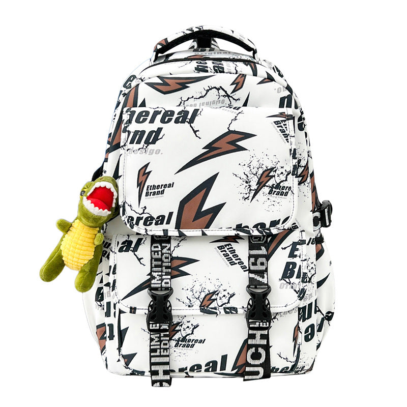 Graphic Print Multi-Pocket Backpack LoungeYard — product view 5