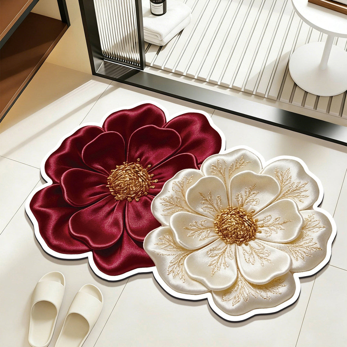 Floral Embroidered Bathroom Rug — product view 6