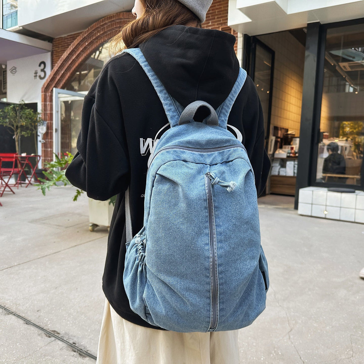 Casual Denim Travel Backpack LoungeYard — product view 1