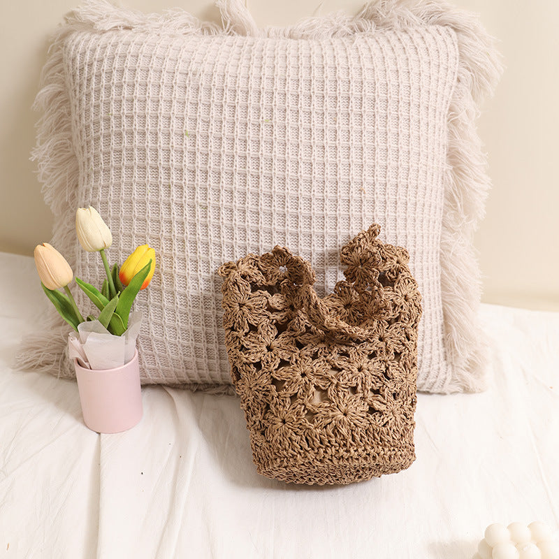 Handcrafted Macrame Bag In Floral Design LoungeYard — product view 3