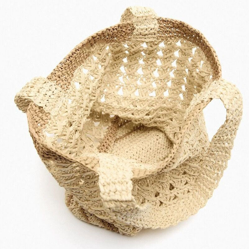 Handcrafted basket bag with modern striped design LoungeYard — product view 3