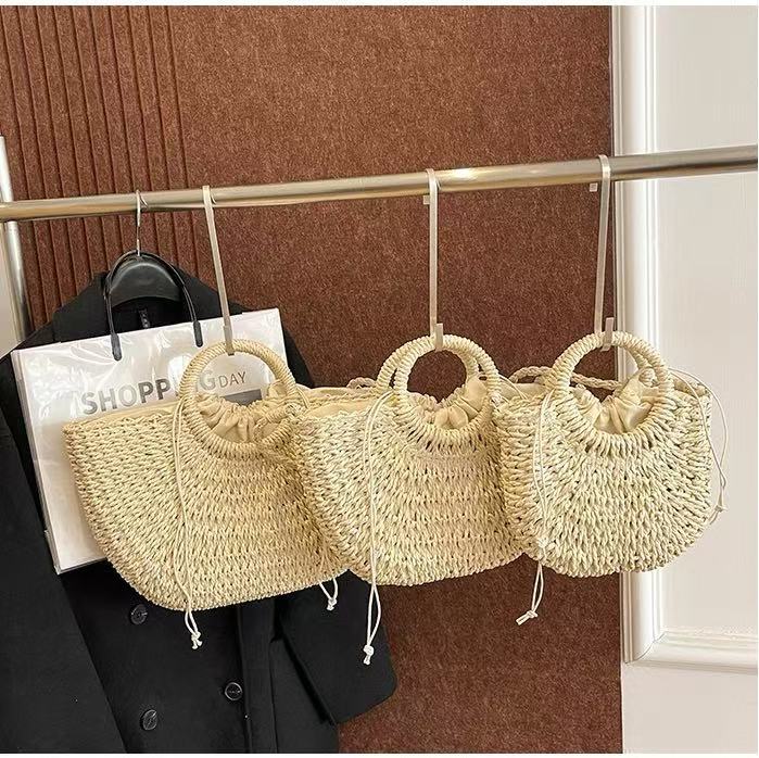 Handmade basket bag with light ruffles LoungeYard — product view 6