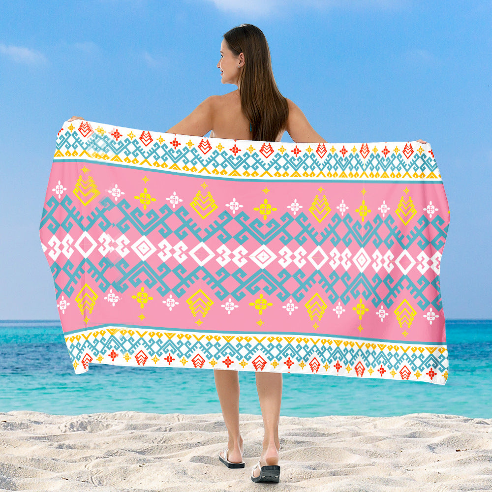 Beach blanket with exclusive geometric tribal design LoungeYard — product view 3