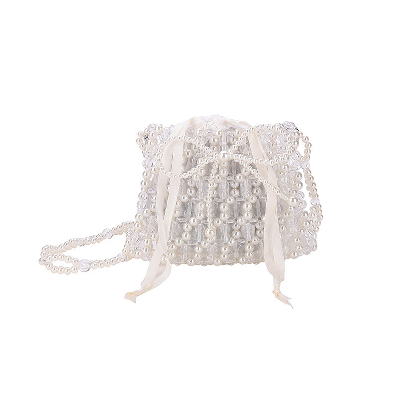 Pearl-Embellished Drawstring Evening Handbag — product view 6