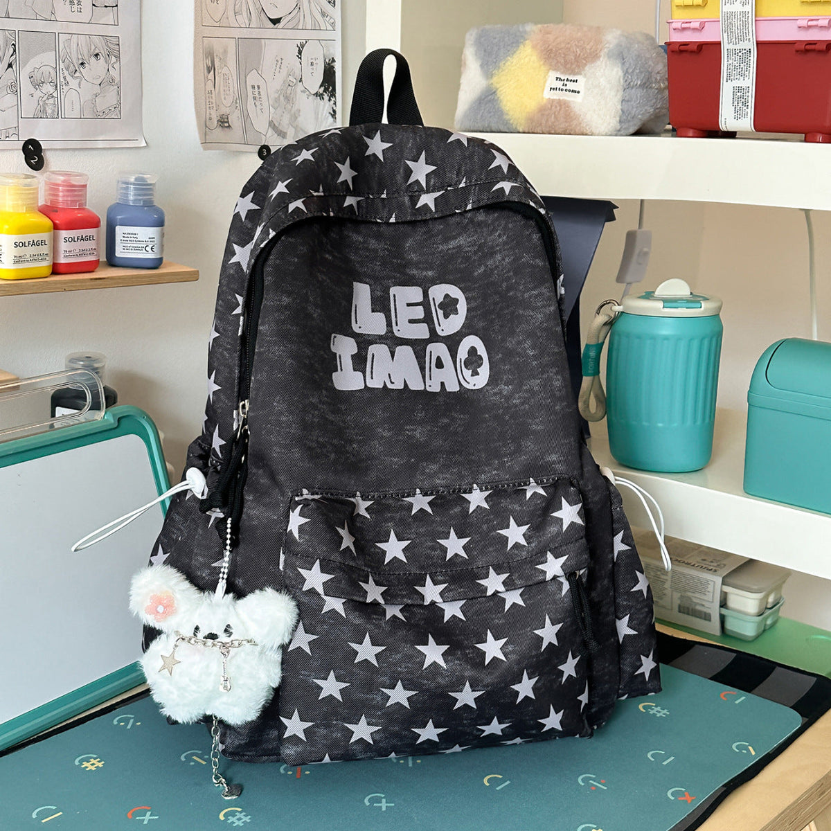 Fun Embroidered Star Print Backpack — product view 3