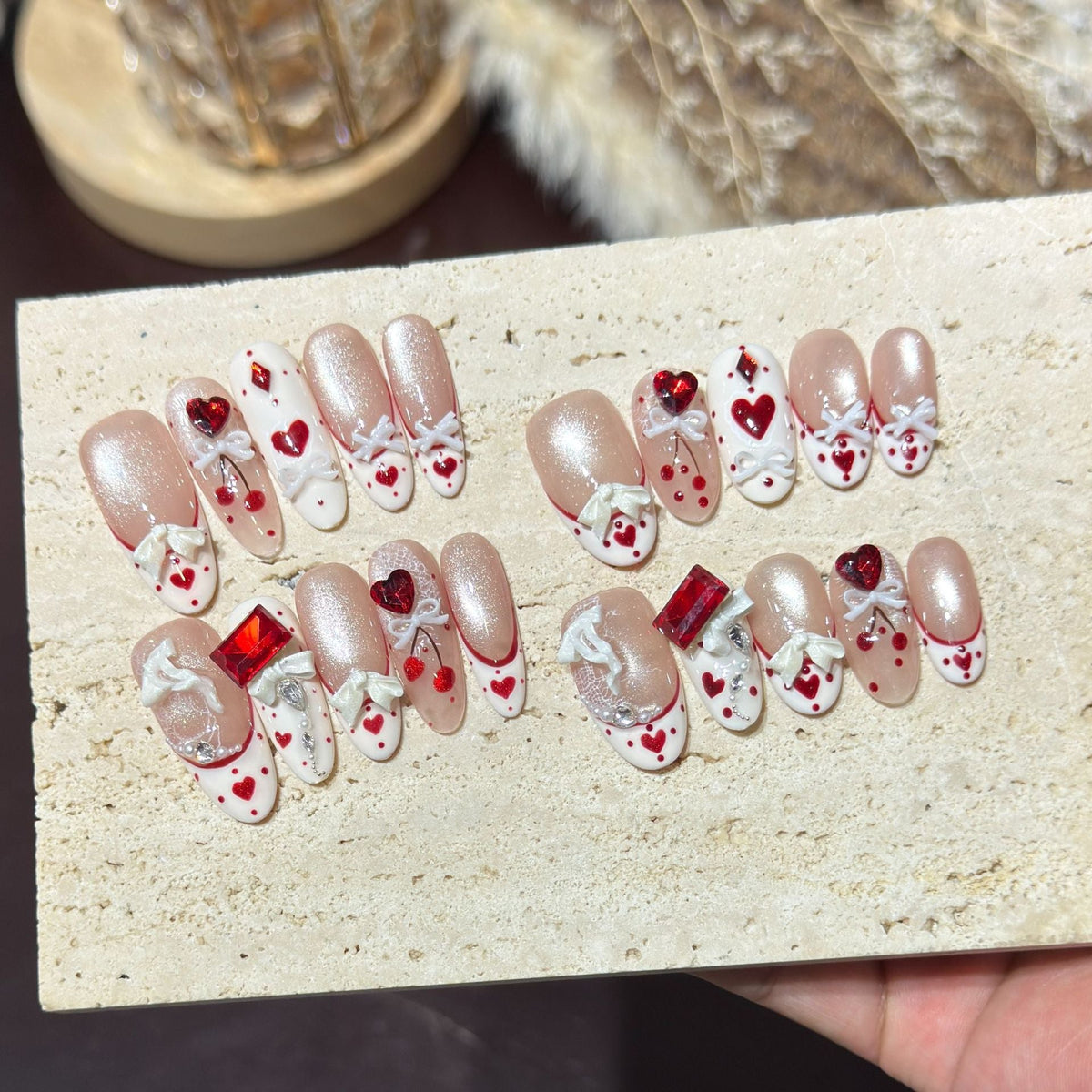 Heart-Themed Decorative Press-On Nails — product view 2