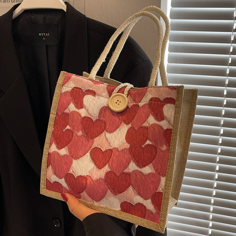 Heart-Patterned Casual Tote Bag — product view 2