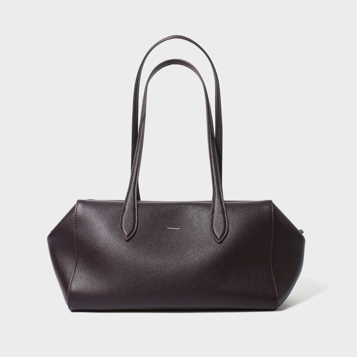 Structured Pebbled Leather Shoulder Tote with Extended Double Handles — product view 4