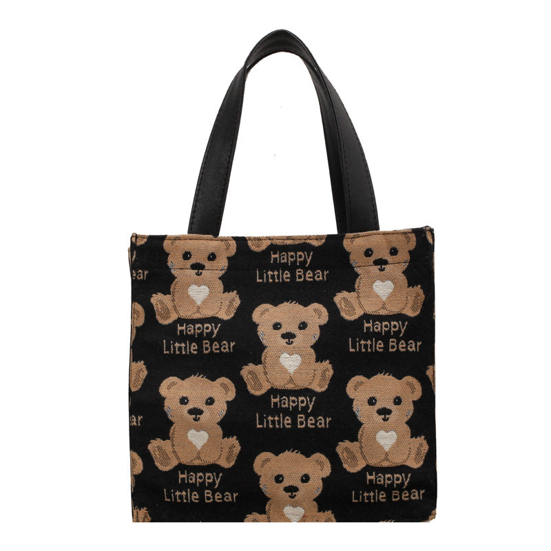 Cute Bear Print Canvas Tote Bag — product view 7