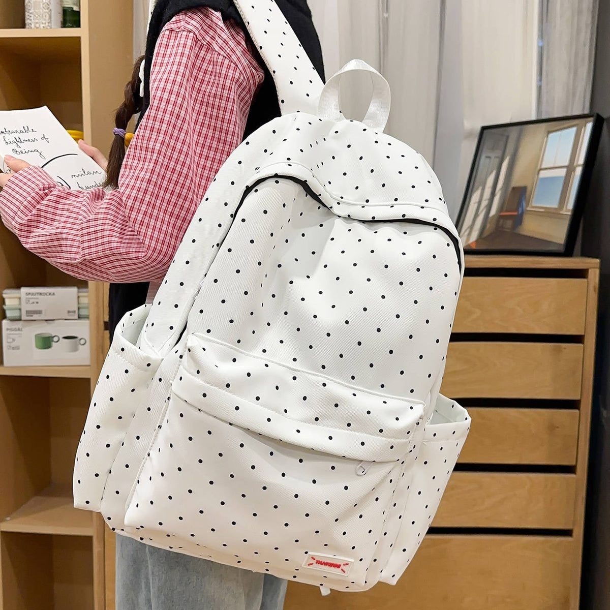 Stylish Polka Dot Backpack LoungeYard — product view 6