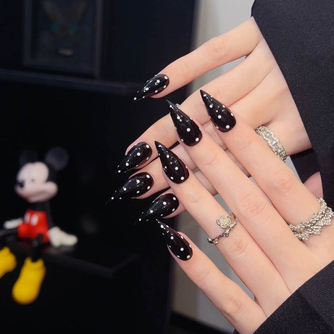 Spiked Stiletto Press-On Nail Set with Gem Accents — product view 2
