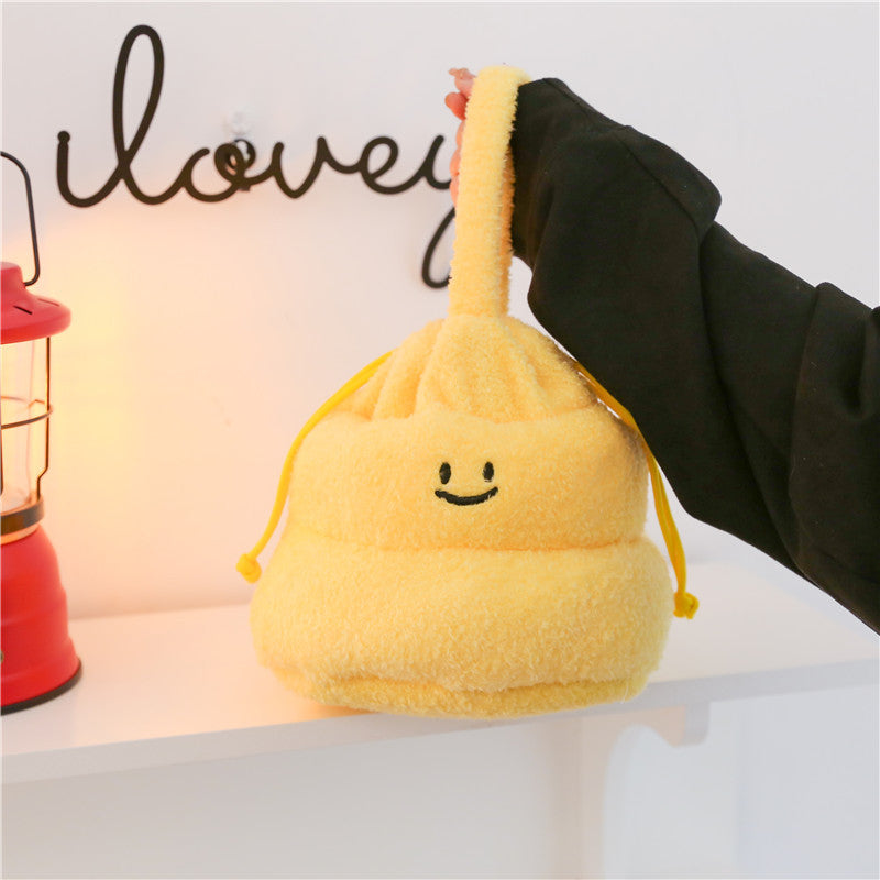 Plush Smiley Face Drawstring Pouch — product view 2