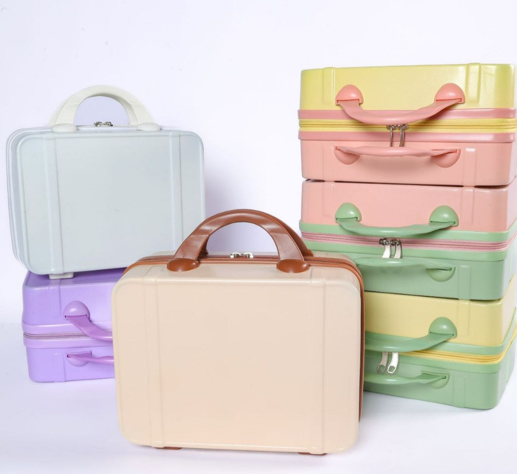 compact hard-shell mini travel vanity case with top handle secure zipper and stackable design LoungeYard — product view 2