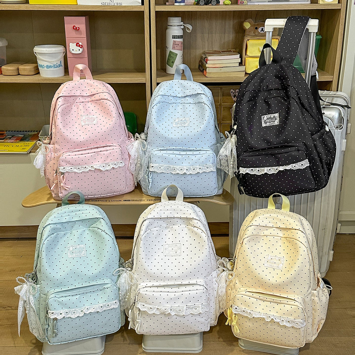 Adorable Polka Dot Backpack LoungeYard — product view 4