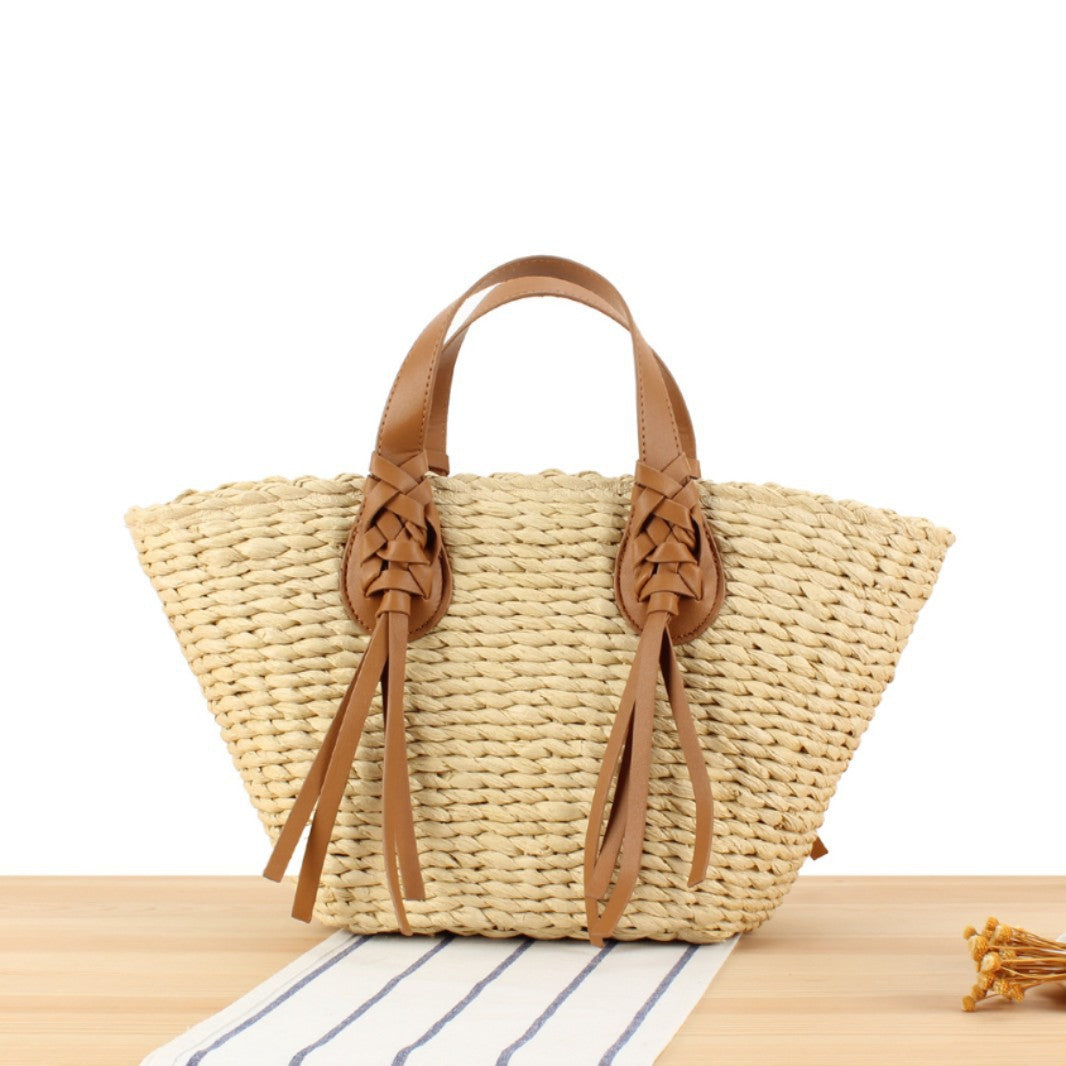 Braided Bast Bag with Leather Straps LoungeYard — product view 1