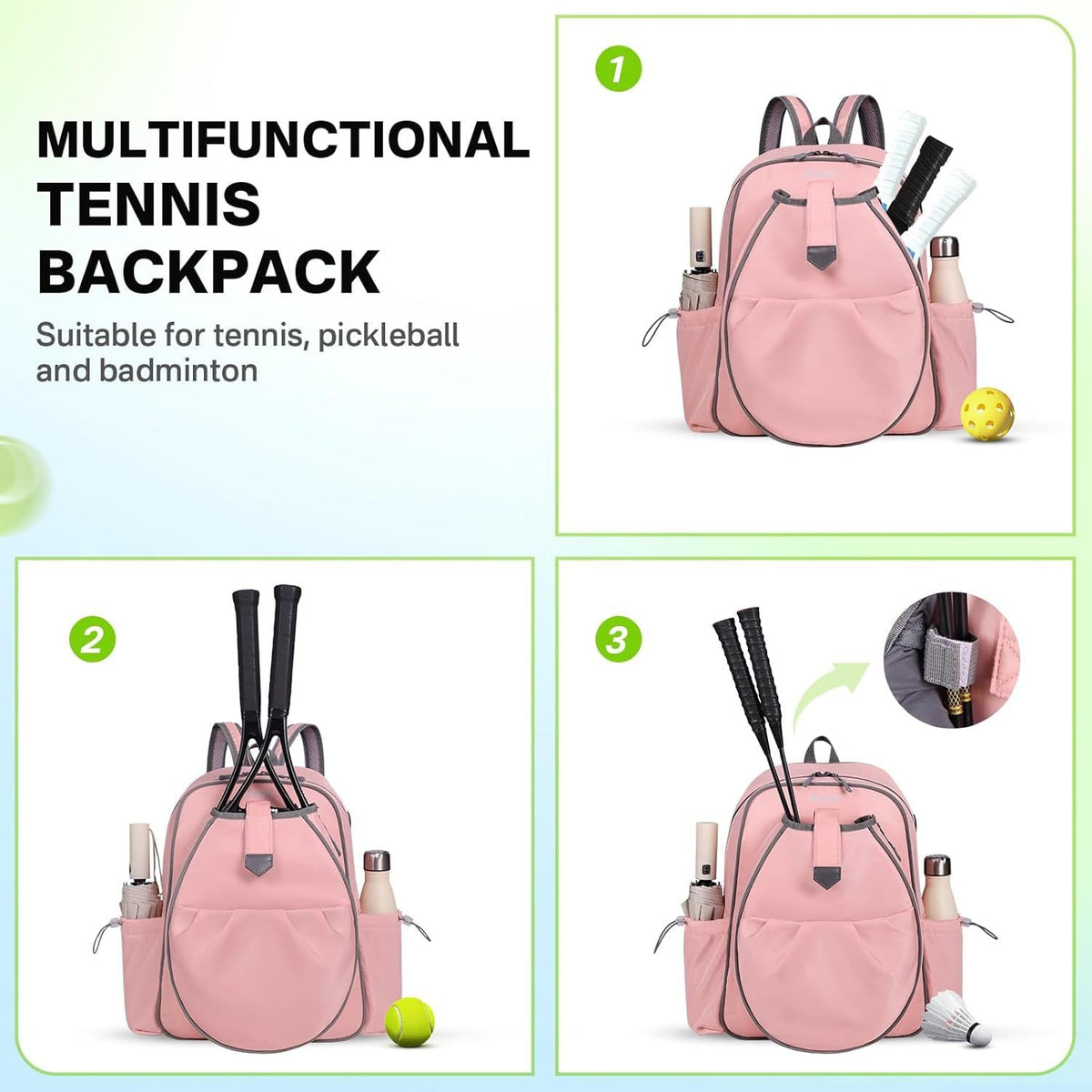Multifunctional Tennis Backpack LoungeYard — product view 4