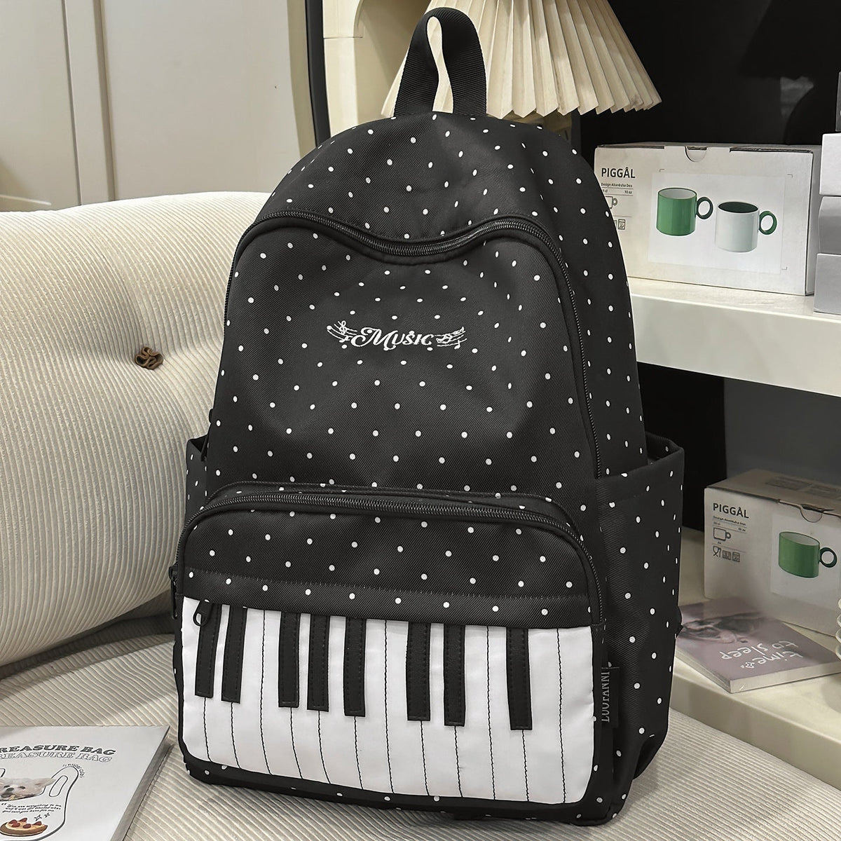 Musical-Themed Piano Key Backpack LoungeYard — product view 7