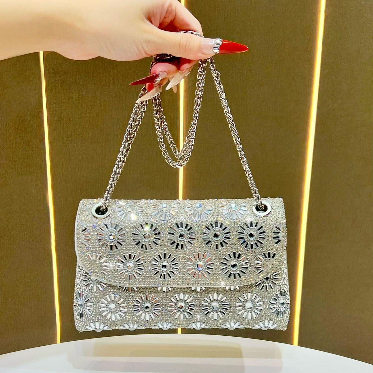 Decorative Flower-Embellished Evening Handbag — product view 4