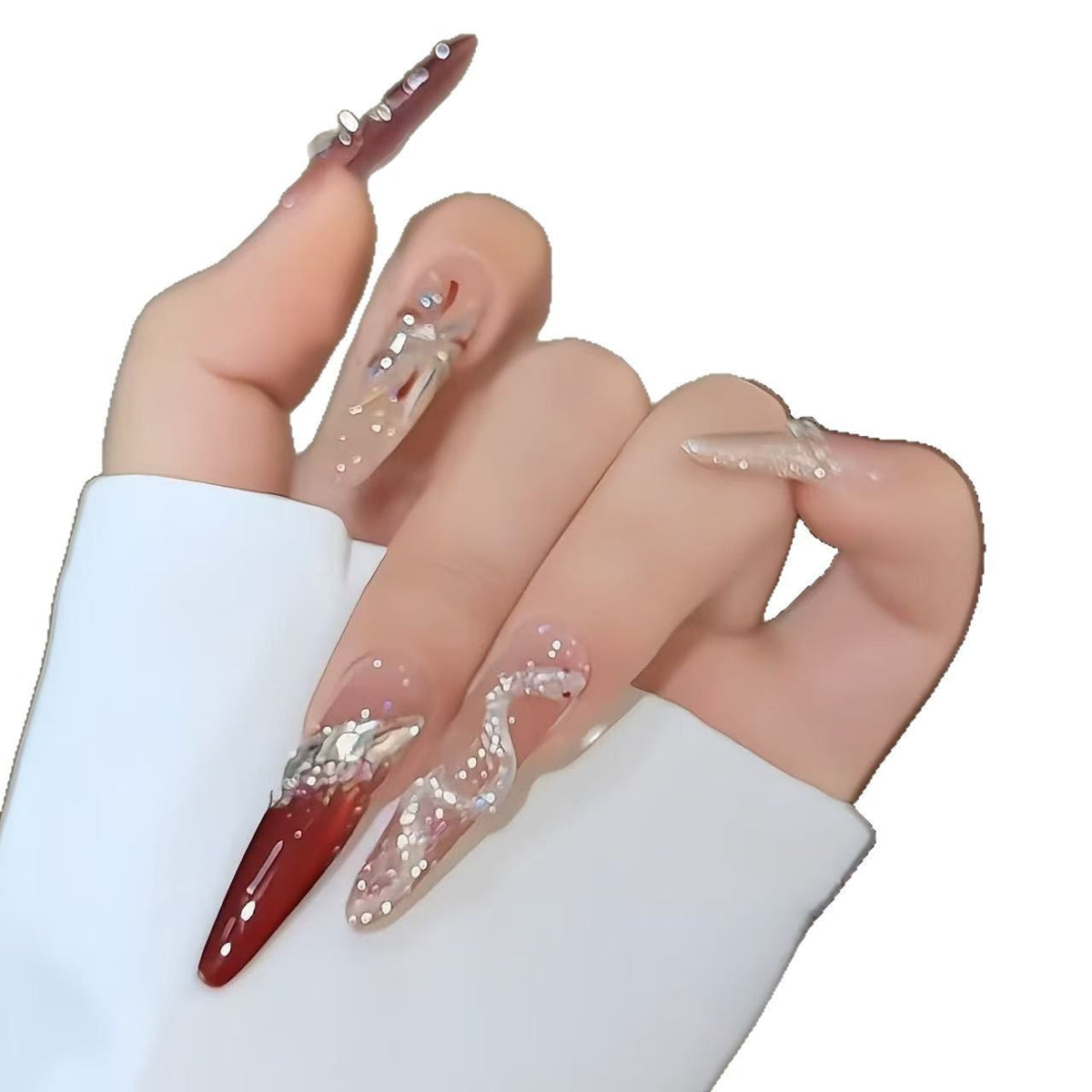 Premium Crystal-Decorated Nail Extensions — product view 5