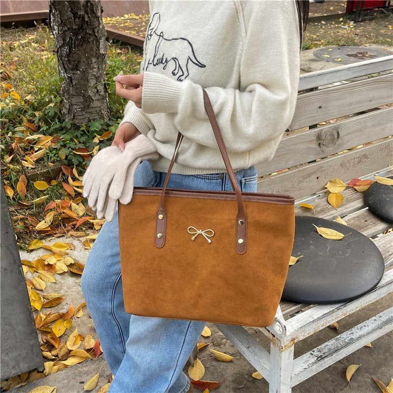 WoElegant Suede Handheld Tote Bag LoungeYard — product view 1