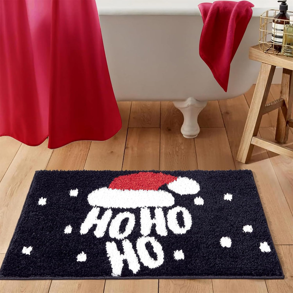 Plush Polka Dot Bath Mat Bowlift — product view 2