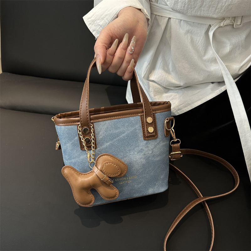 Playful Denim Mini Handheld Tote Bag LoungeYard — product view 1