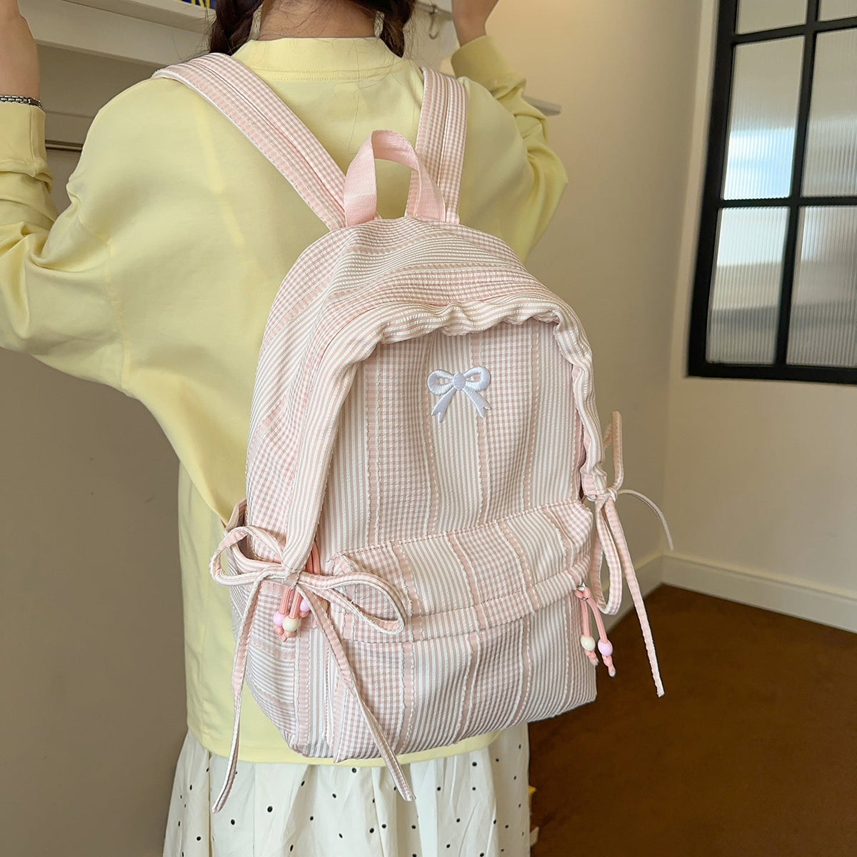 Cute Decorative Bow-Embellished Backpack LoungeYard — product view 3