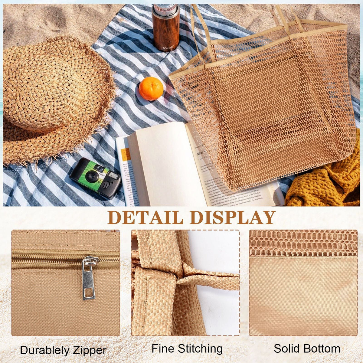 Spacious mesh beach bag LoungeYard — product view 3