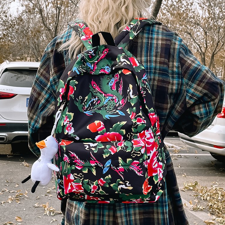 Leisure backpack with colorful floral pattern LoungeYard — product view 7