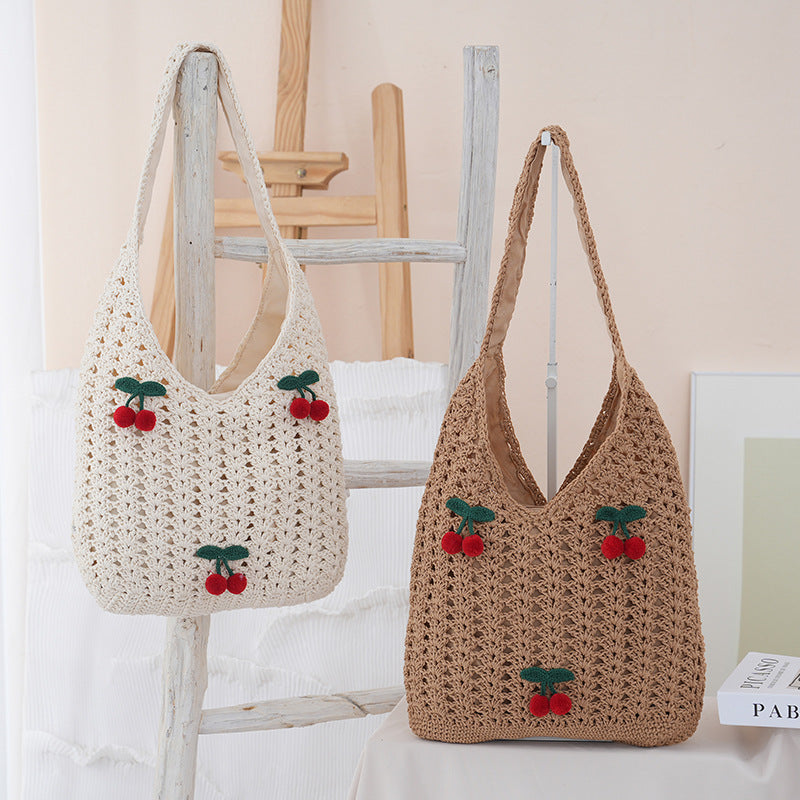 Handcrafted cotton shopper with fruity design LoungeYard — product view 1