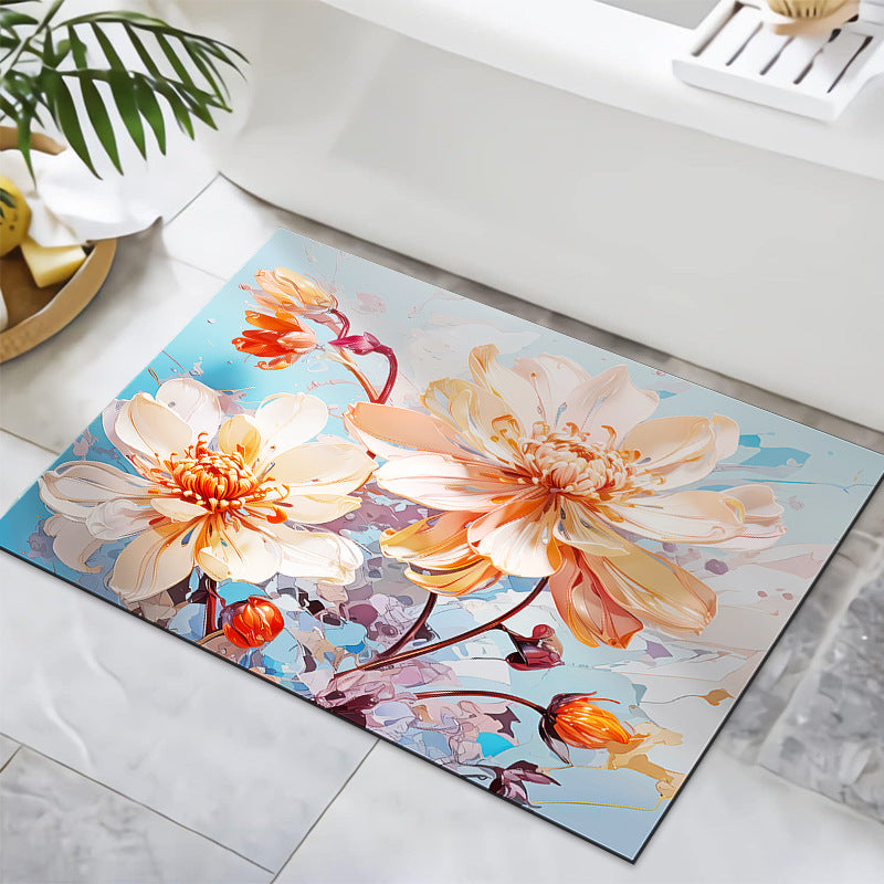 Textured Floral Design Bath Mat LoungeYard — product view 6