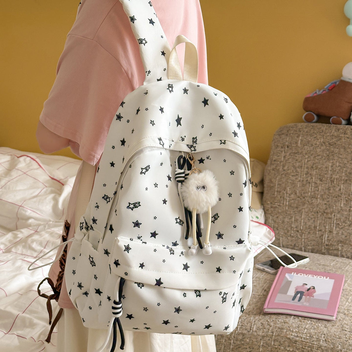 Casual Lightweight Star-Printed Backpack LoungeYard — product view 2