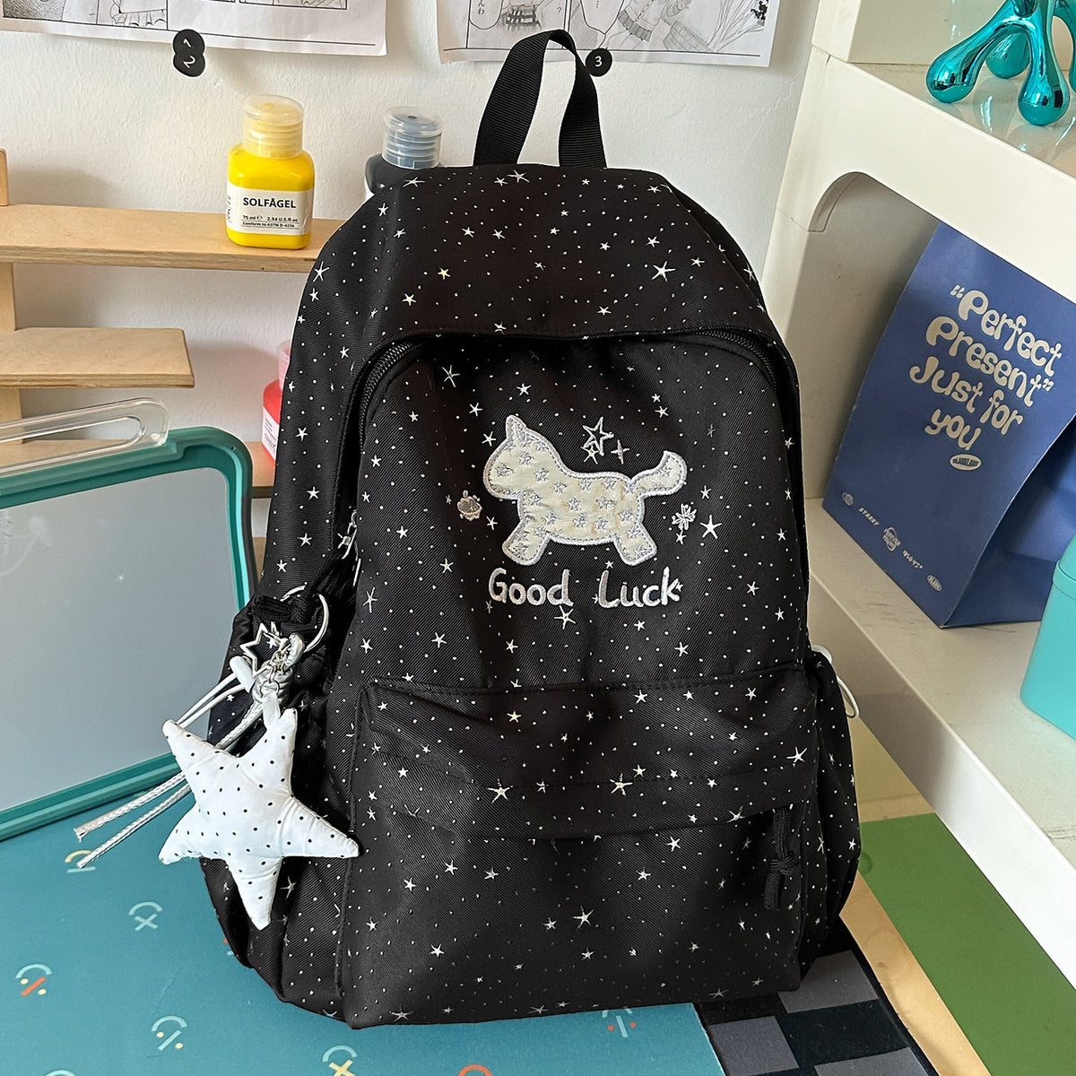 Cute Star-Embellished School Backpack LoungeYard — product view 6