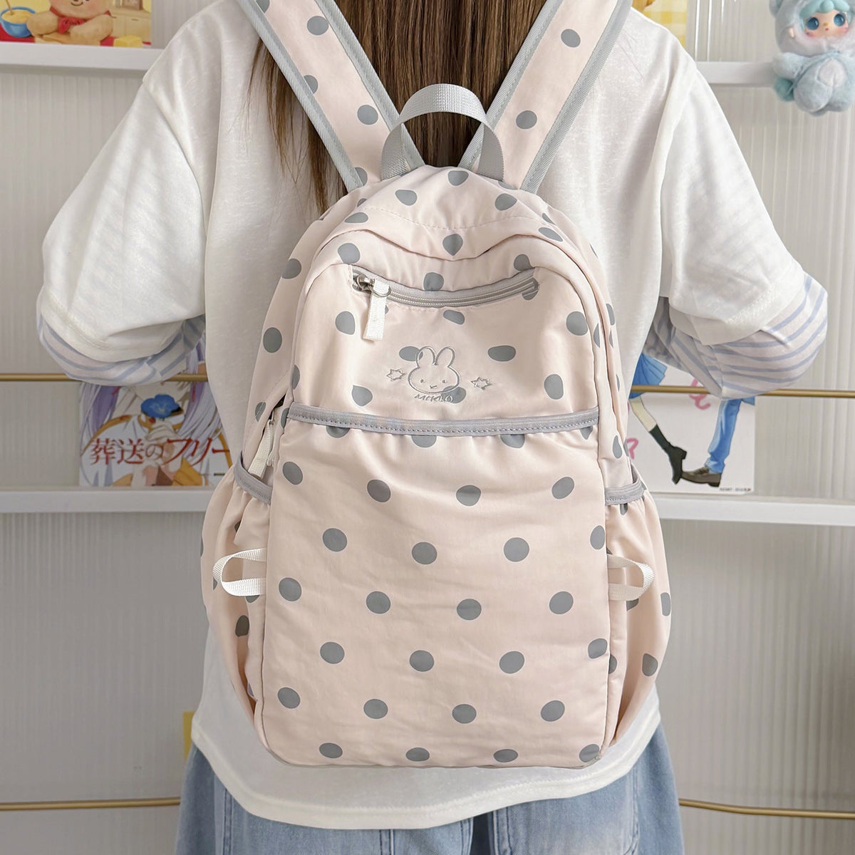 Fun Polka Dot Patterned Backpack LoungeYard — product view 2