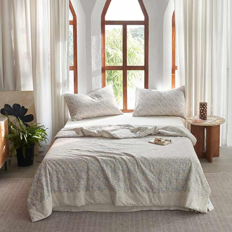 Ladies elegant bedspread with delicate floral pattern LoungeYard — product view 3